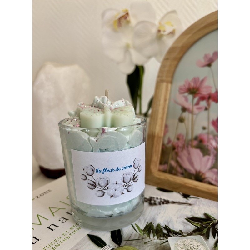 Créa By Yasmine - Bougie chantilly fleur de coton