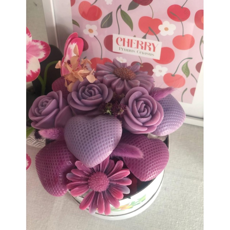 Personnalisation - Bouquet de fondants parfumés version boîte ronde et pot