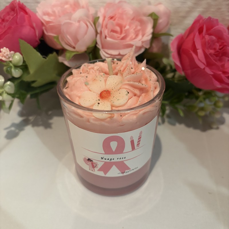 bougie fleur de coton "nuage rose" bougie fleur de coton "nuage rose"