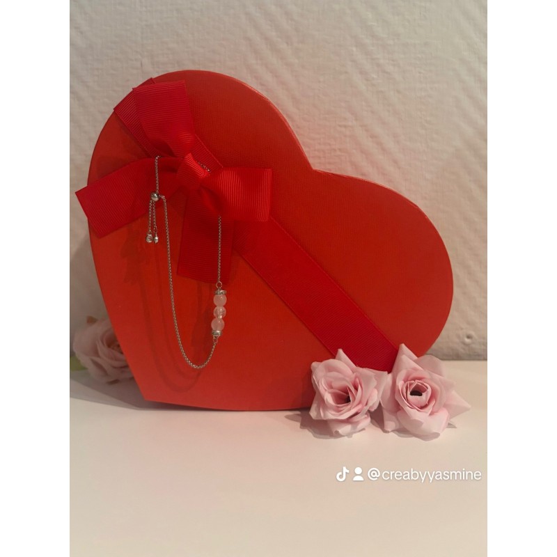 bracelet quartz rose, bracelet pierre naturelle, bijou lithothérapie, bracelet acier inoxydable, quartz craquelé, pierre de l'am