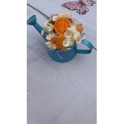 bouquet fleuri parfumé musc- cire d'olive & arrosoir déco - /creabyyasmine