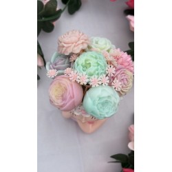 bouquet fleuri parfumé licorne- cire d'olive et pot visage- creabyyasmine