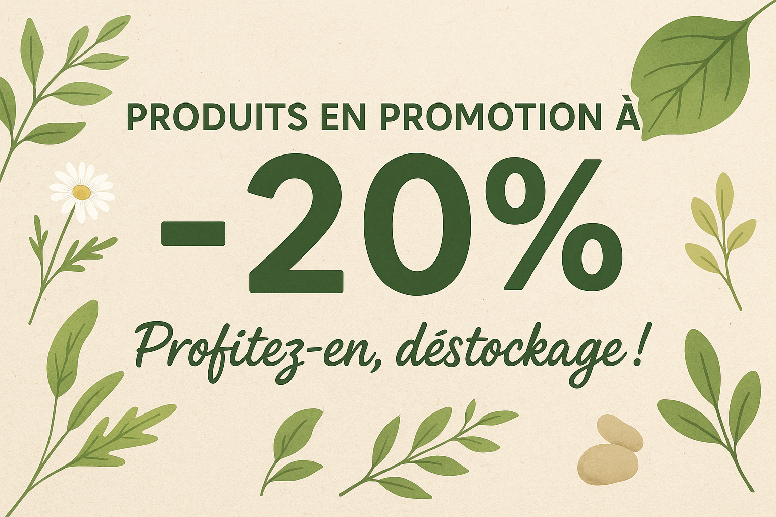 Produits en promotion à -20%, Profitez-en, Destockage 